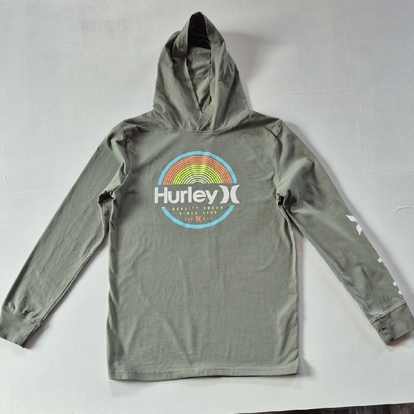 Hurley Olive Hoodie with Colorful Logo - Picture 1 of 4